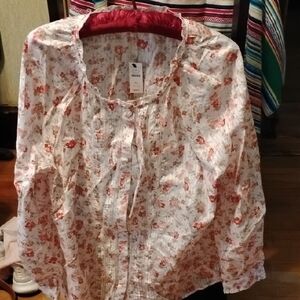 Talbots Pink Floral Blouse
